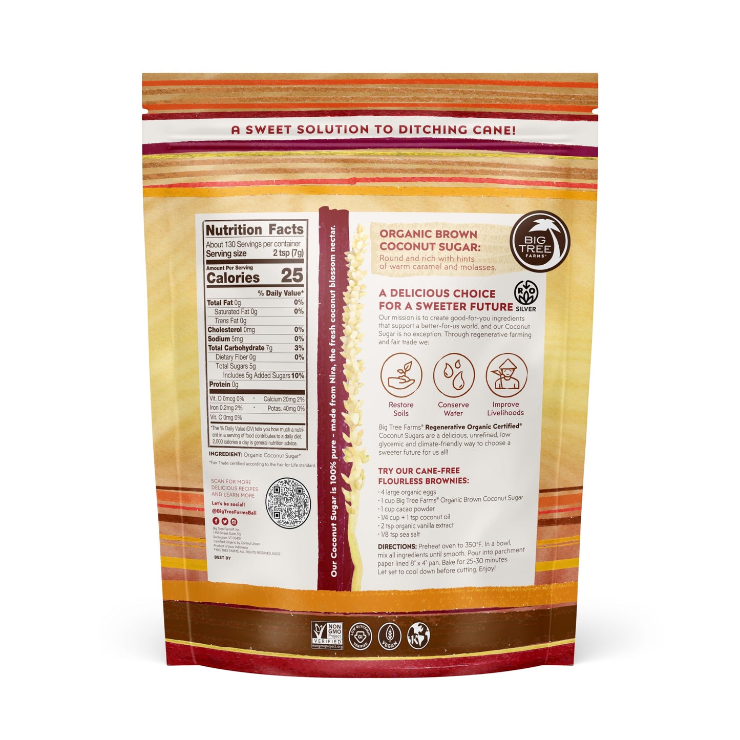 Big Tree Farms Organic Brown Coconut Sugar - Coconut Palm Sugar, Unrefined, Fine Crystals, Cane Sugar Replacement, Coconut Blossom Nectar, Vegan