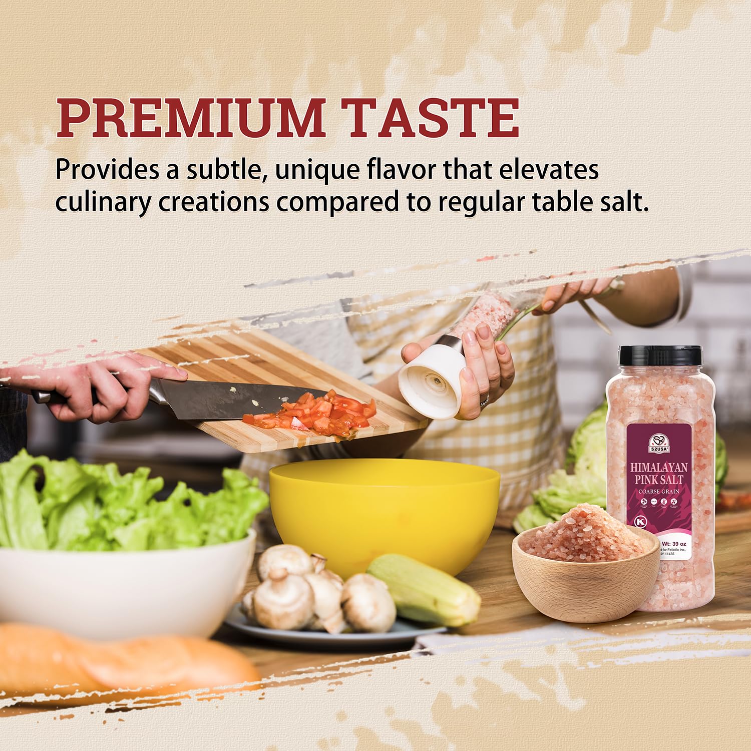 52USA Himalayan Pink Salt, Coarse Grain, 39 oz (2.4 LB), Pink Himalayan Sea Salt, Sea Salt for Grinder Refill, Kosher Salt