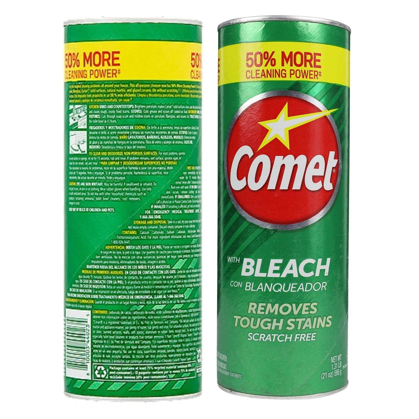 PRENDERE Bathroom Cleaner With Bleach Kit: Two-21 Oz Comet Cleanser With Bleach Plus Microfiber Cleaning Towel - Powerful, Eco-Friendly Comet Powder