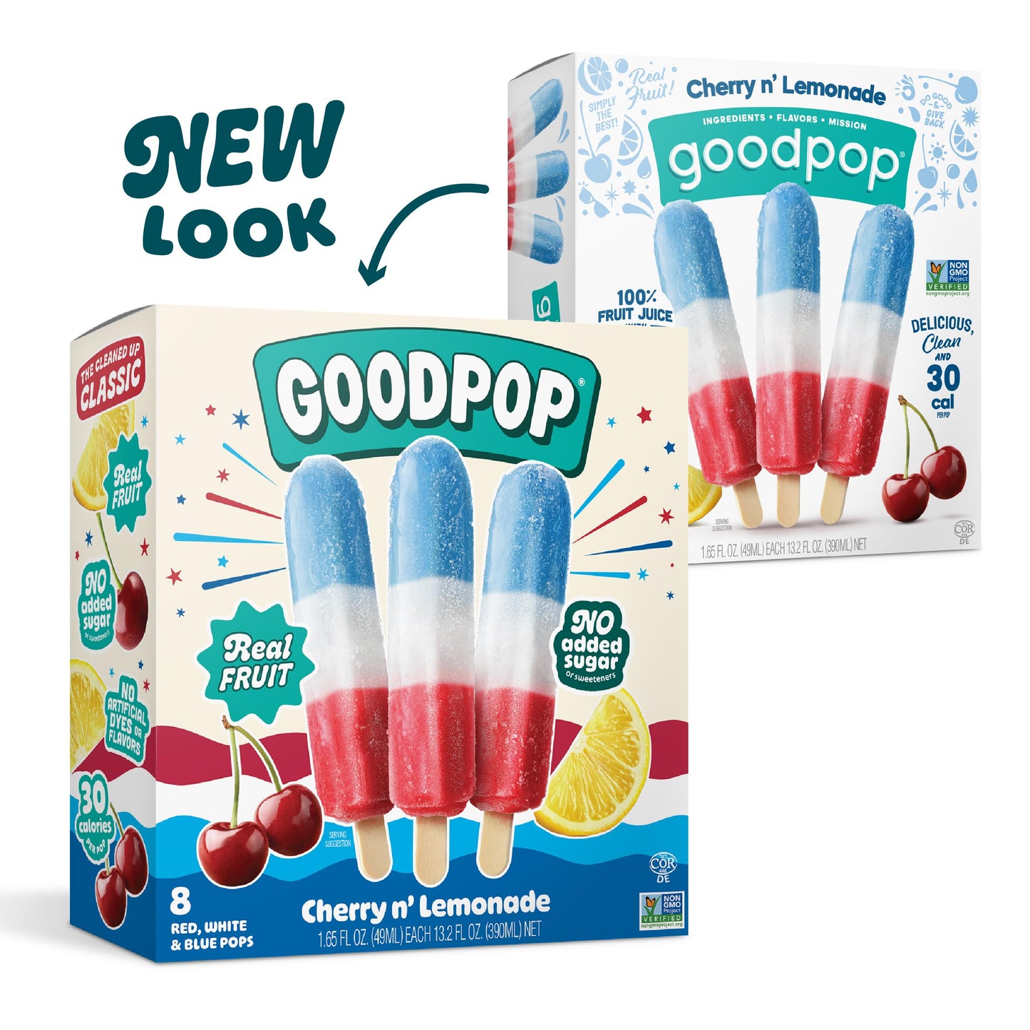 GoodPop - Organic Cherry N' Lemonade Assorted Freezer Pops - 100% Fruit Juice, No Artifical Dyes or Flavors, No Added Sugar, 8 Count