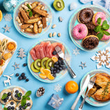 200 pieces of silver party supplies, disposable tableware set, silver paper plates, cups, napkins, plastic knives, forks and spoons, for 25 people