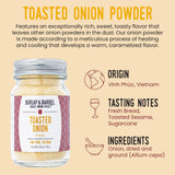 Burlap & Barrel Toasted Onion Powder - Rich, Savory-Sweet Flavor - Flavorful Onion Seasoning for Cooking - As Seen On Shark Tank - 2.9oz Glass Jar