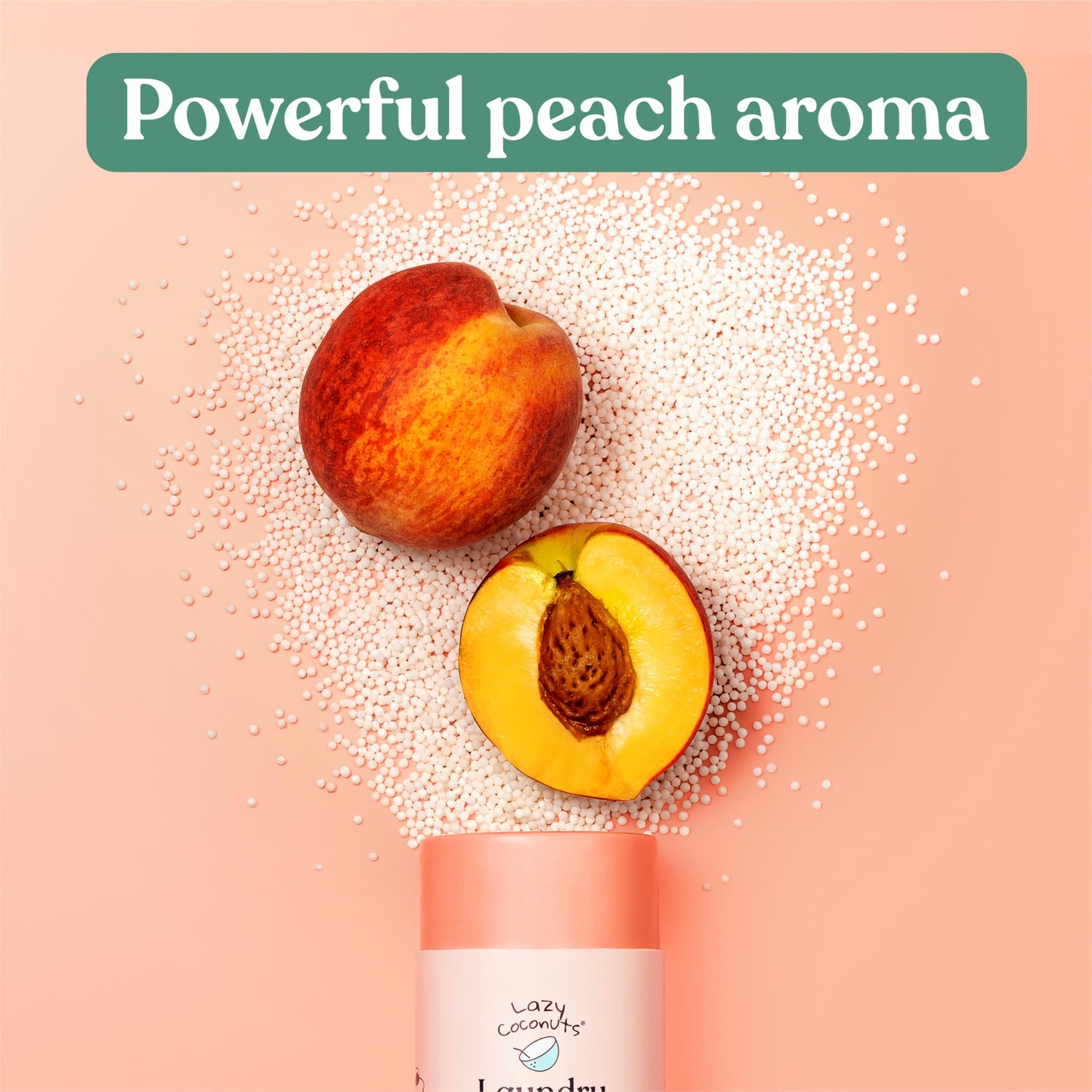 Lazy Coconuts Sweet Peach Laundry Beads - Eco Friendly, Plastic Free, Minimal, Natural Ingredients - Dye Free Laundry Scent Boosters, Zero Waste
