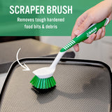 Libman Dish Brush Set with Long Handle - Deep Cleaning Brushes - Dish Scrubber & Scraper - Kitchen Scrub Brush for Dishes, Sinks, Pots, Pans