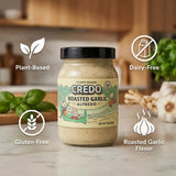Credo Foods Sauce Roasted Garlic Alfredo 15 oz - Pasta Sauce for Fettuccine and Pantry Staples - Creamy Garlic for Cheese Dip and Nacho Style Dishes