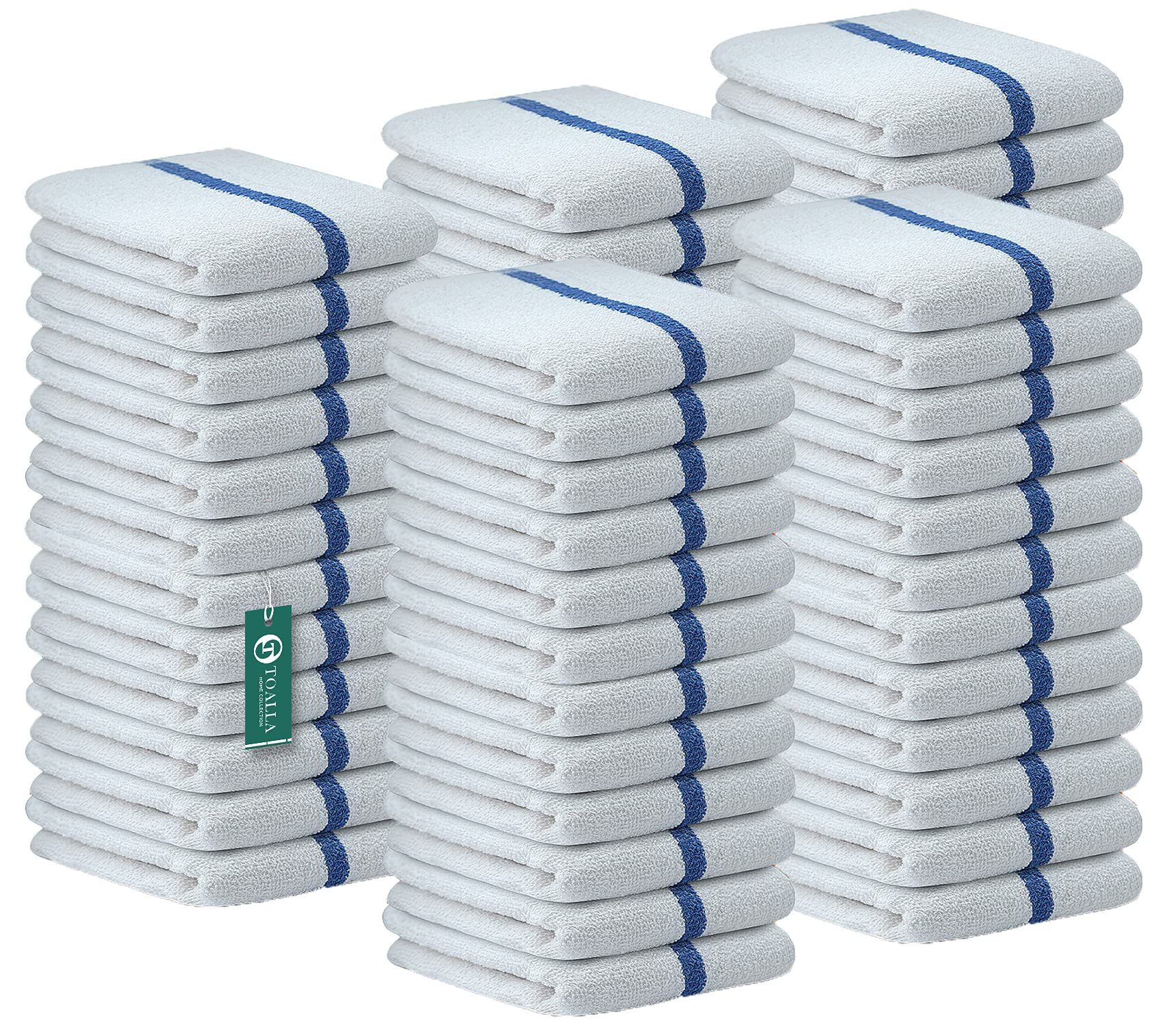 TOALLA Bar Mop Blue Stripe 10lbs 16x19 Pack of 60 100% Cotton Double Stitched Route Ready Absorbent Kitchen Towel Dish Towels and Dishcloths Towels