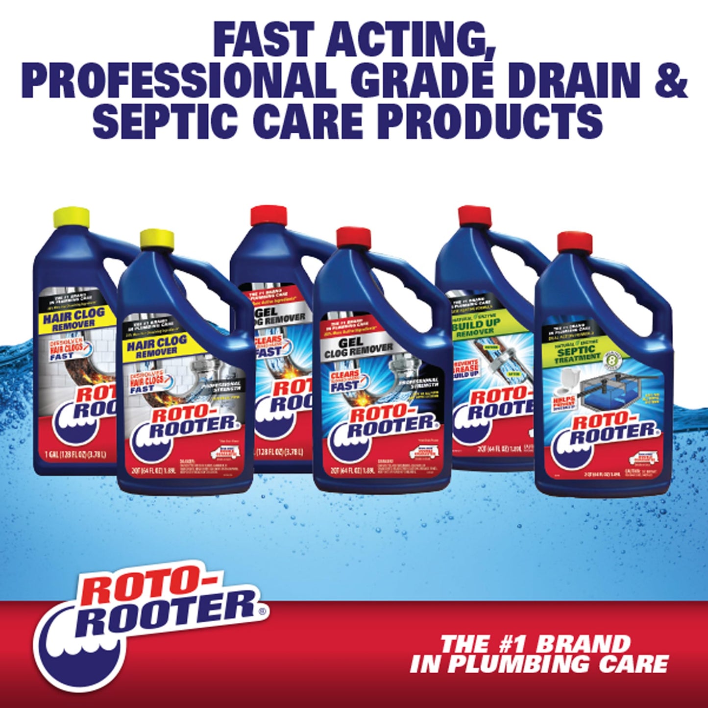 Roto-Rooter Build-Up Remover Drain Cleaner, Enzyme-Based Formula Helps Prevent Clogs and Grease Buildup, Removes Odor, Safe for Septic Systems, Pipes