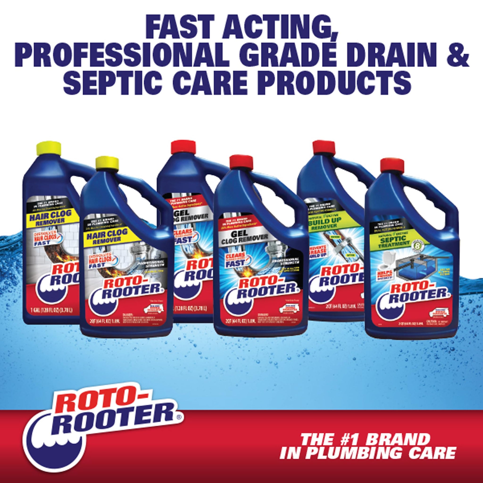 Roto-Rooter Build-Up Remover Drain Cleaner, Enzyme-Based Formula Helps Prevent Clogs and Grease Buildup, Removes Odor, Safe for Septic Systems, Pipes