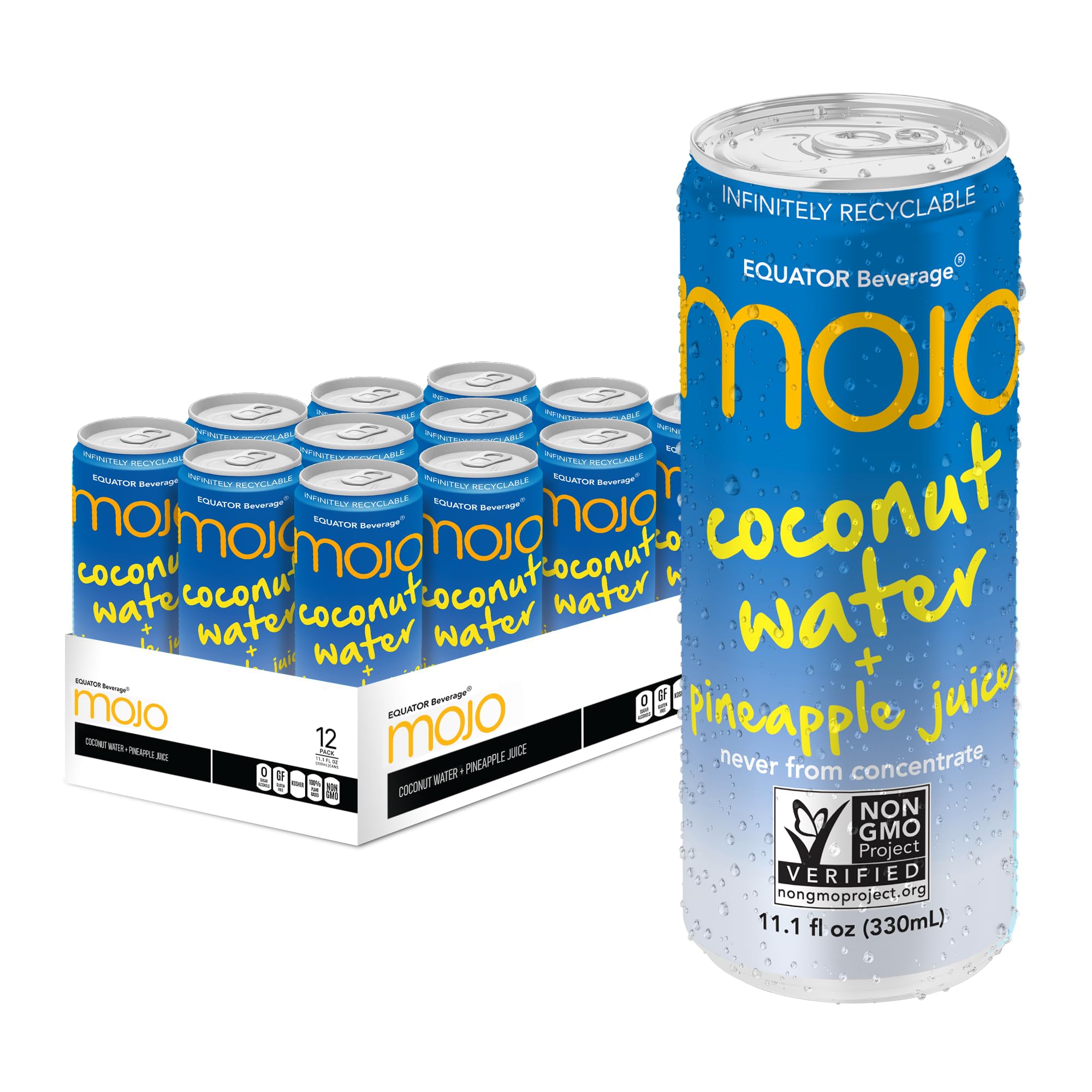 MOJO Coconut Water + Pineapple Juice | Hydration Drink & Sports Drink | Electrolytes Beverage | Vitamin B & C | Hydration Drink for Skin & Body | 11.1