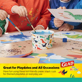 Glad for Kids Mini Dinosaurs Paper Snack Bowls, Colorful Heavy Duty Microwave Safe Disposable Bowls for Soup, Ice Cream, and Snacks, Lids Not