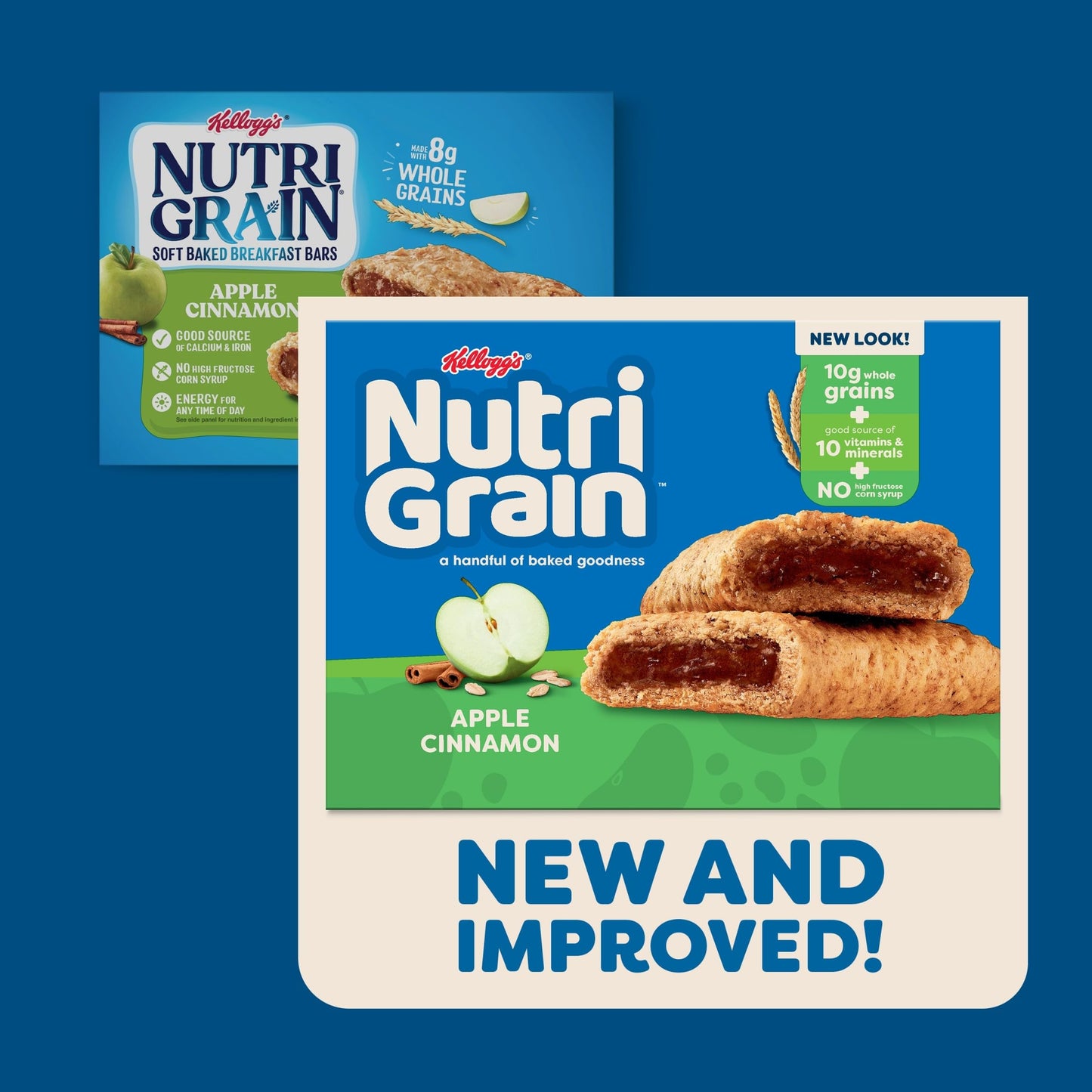Nutri-Grain Breakfast Bars, Made with 10g Whole Grains, Snack Bars, Apple Cinnamon, 20.8oz Box, 16 Count (Pack of 3)