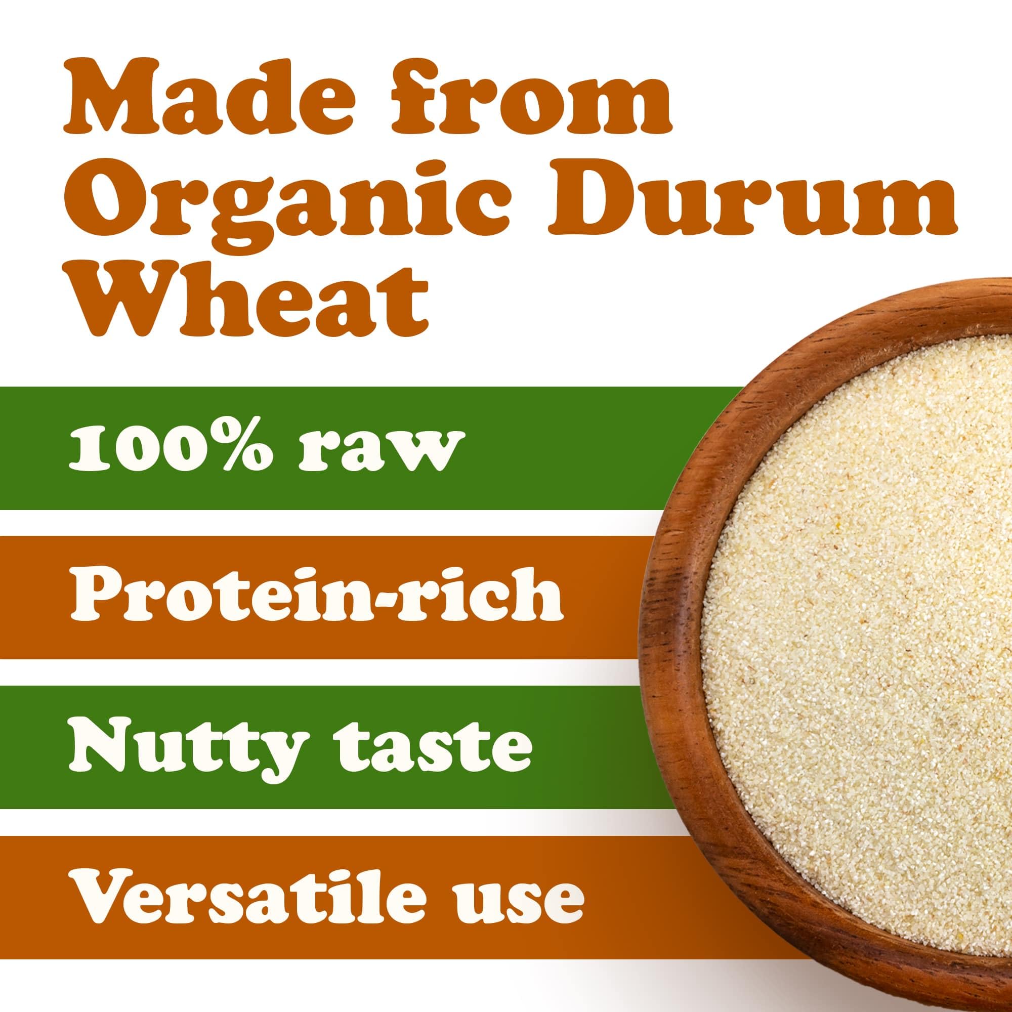 Food to Live Organic Italian Semolina Flour, 1 Pound - Premium Durum Wheat, Perfect for Pasta and Pizza Dough, Ideal for Authentic Italian Recipes.