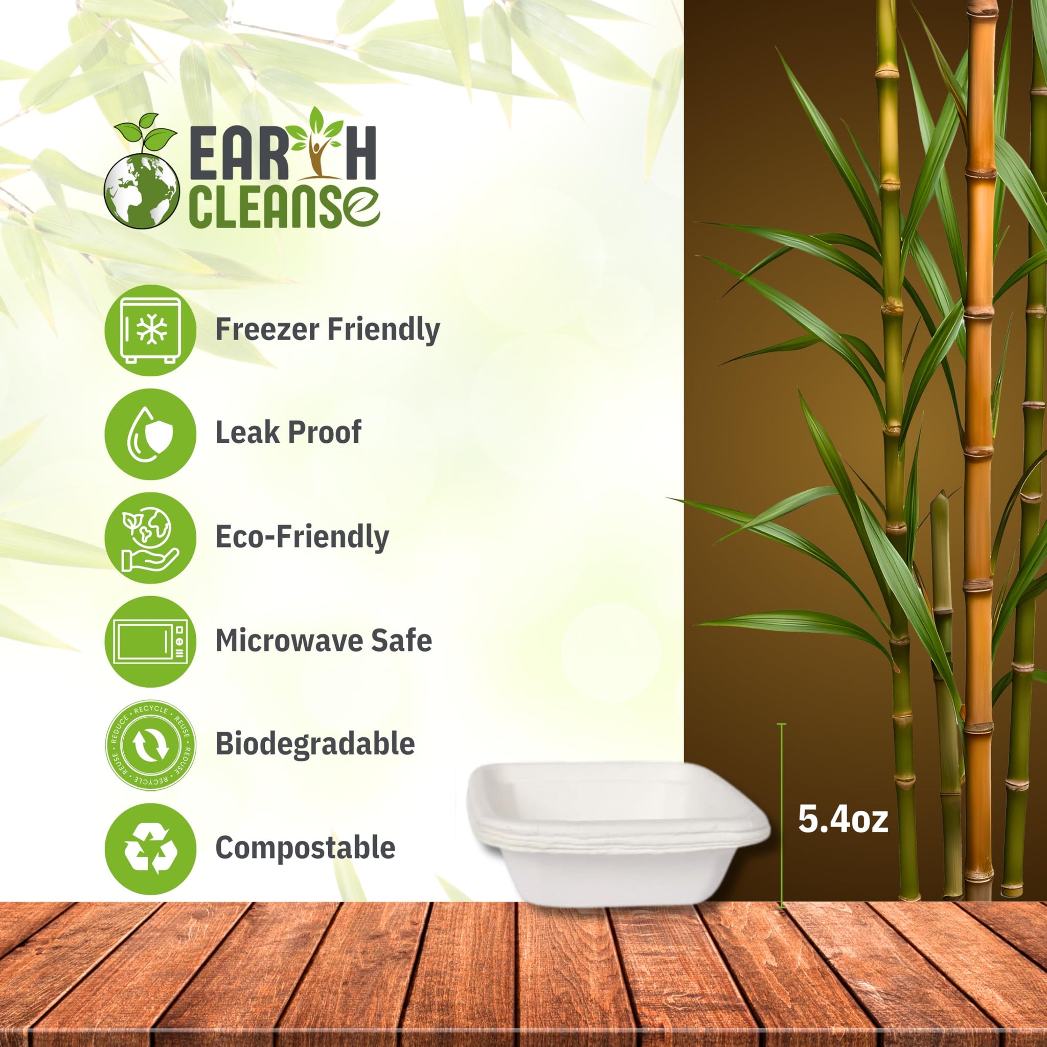 EARTH CLEANSE Bagasse 4-Inch Square Bowls, Eco-Friendly, Compostable, Biodegradable Disposable Tableware for Snacks, Sides, Desserts, Parties, Events