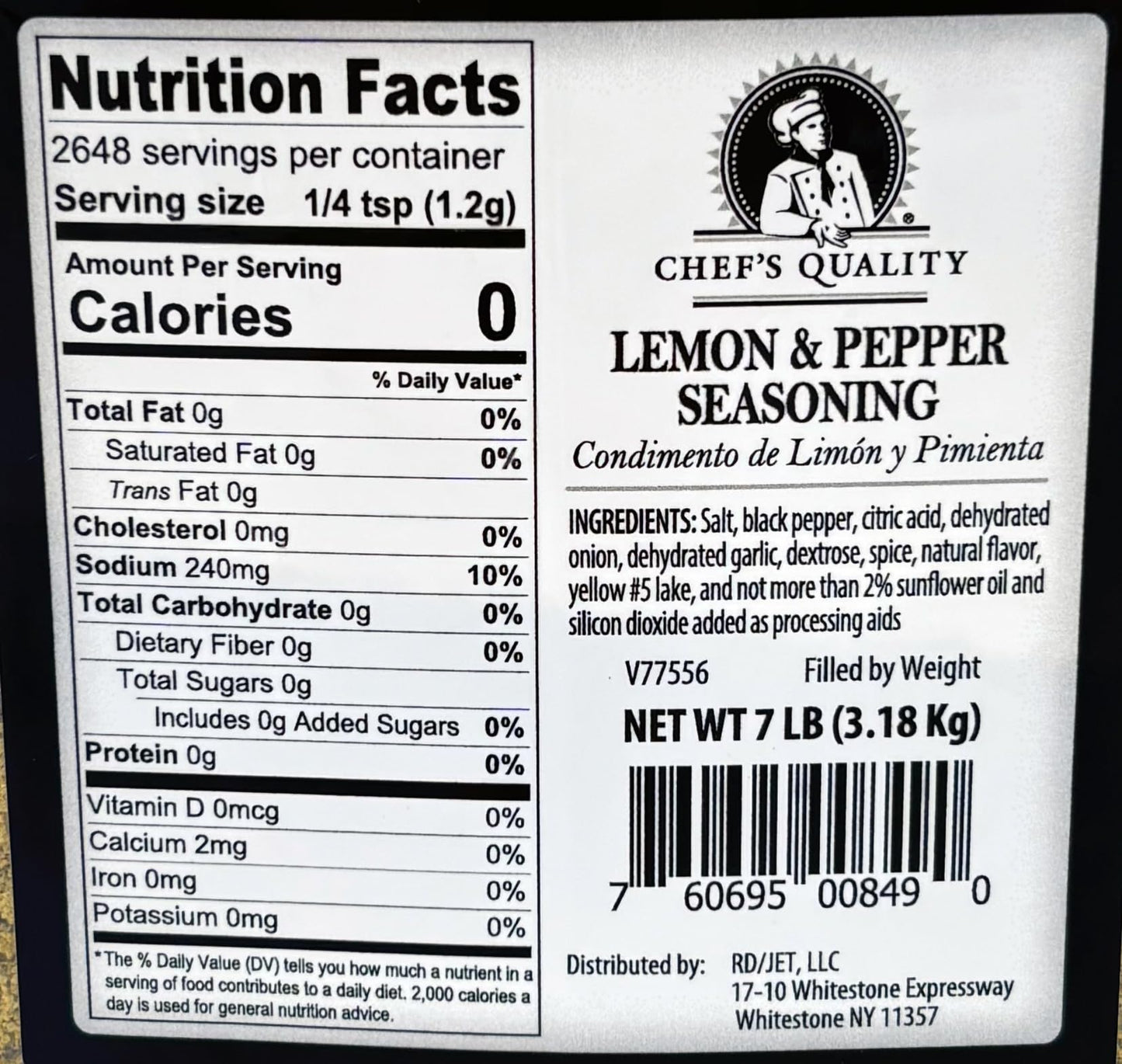 Chef's quality Lemon & Pepper Seasoning 7 lbs