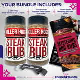 Killer Hogs Steak Rub Premium BBQ Barbecue Spice Seasoning 2 pk (22 oz) + Guide & Bottle Opener (4 Items)!