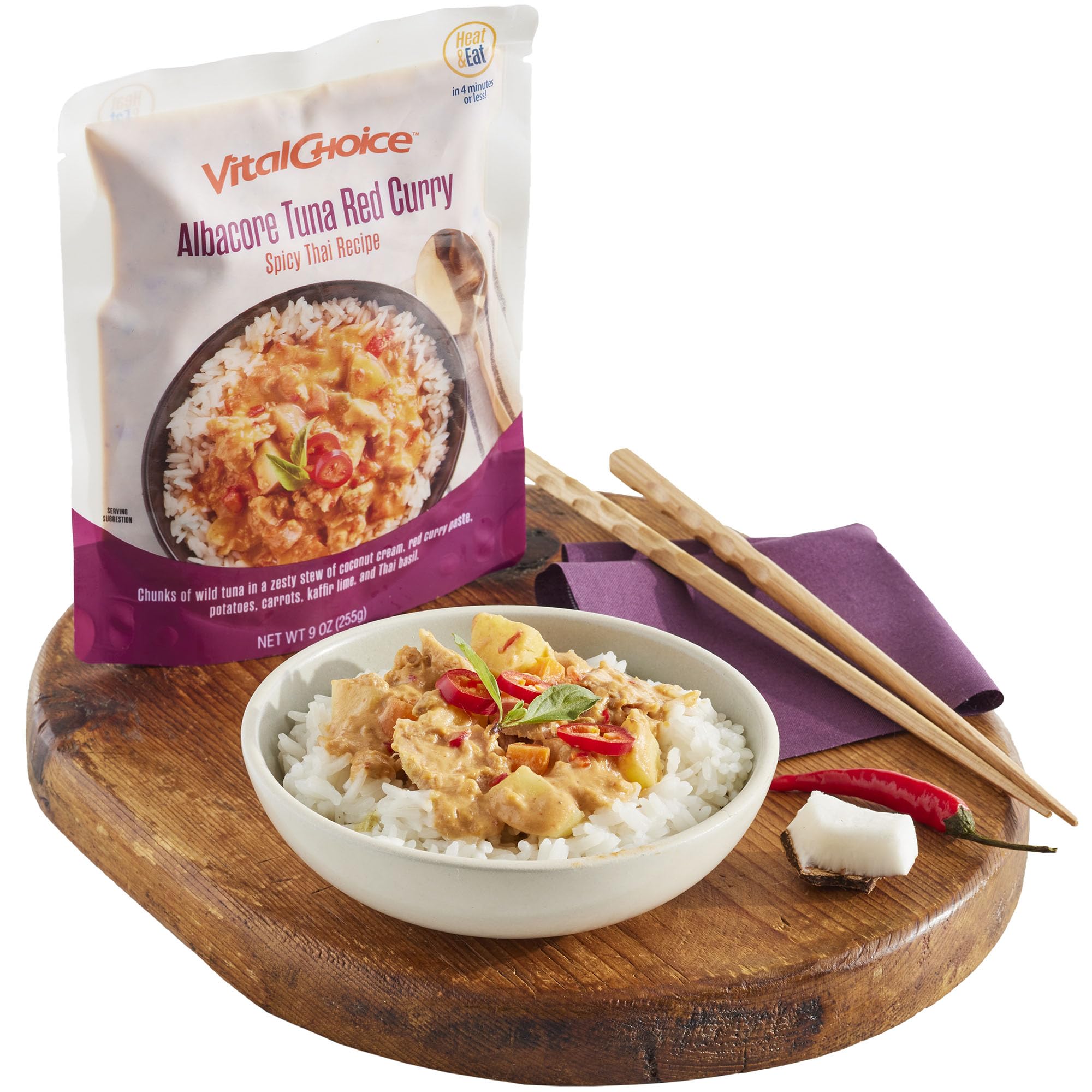 Vital Choice Albacore Tuna Red Curry, 9 Oz Pouches, 3 Pack