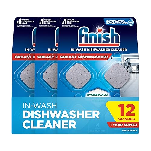 Finish Dishwasher Cleaner Tablets, Deep Cleans Hidden Grease & Grime, Fights Odors, No Extra Wash Cycle, Helps Maintain Dishwasher, 12 Month Supply