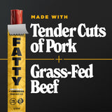 FATTY Meat Sticks, High Protein, Made with Grass Fed Beef, Pork Raised Without Antibiotics, 13g Protein Per Stick, Original Cheddar, 2 oz. (Pack