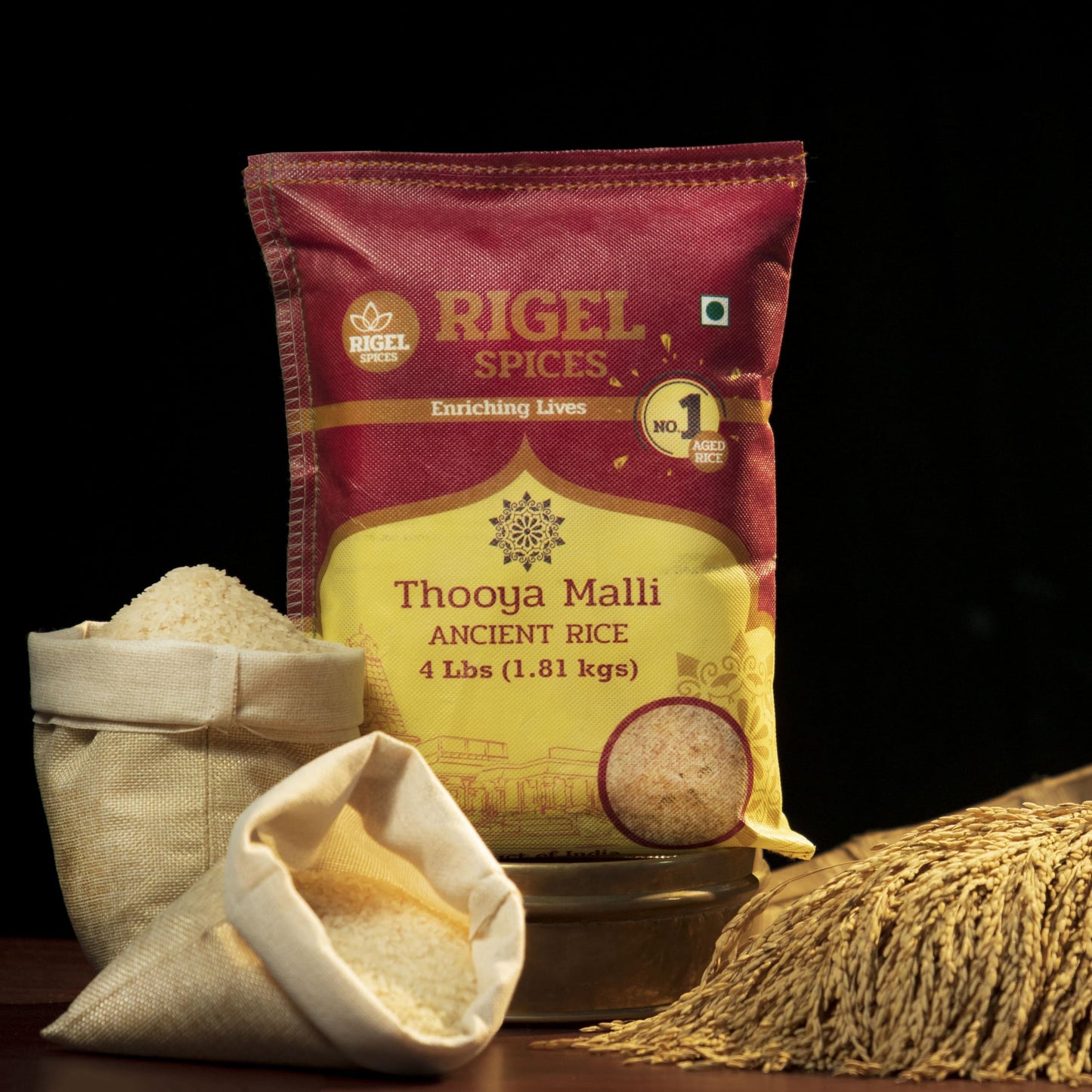 Rigel Spices | Thooyamalli Rice (4Lbs)| Jasmine Rice | 12+months aged | Sustainably grown naturally gluten free heritage rice