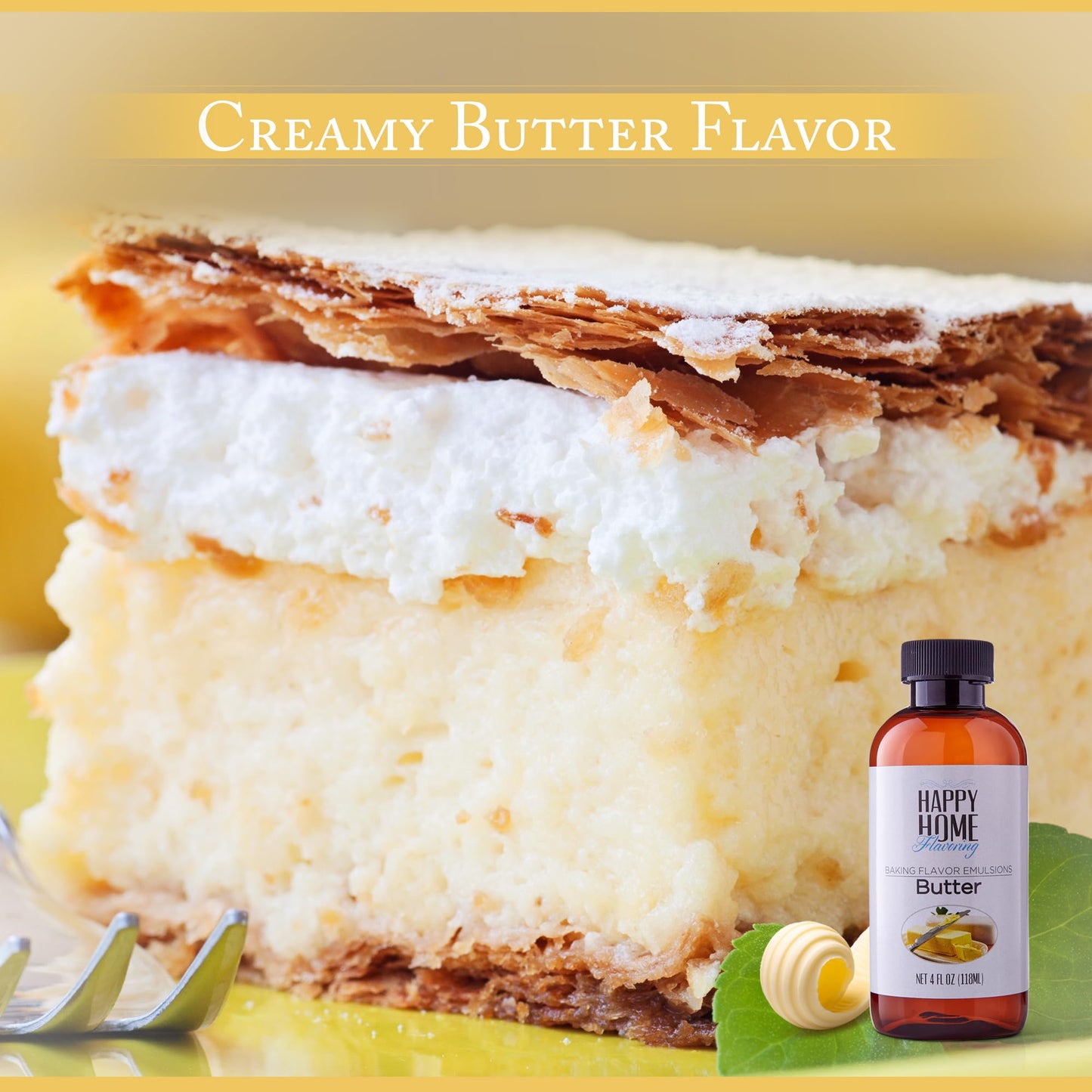 Happy Home Imitation Butter Bakery Emulsion Adds a Creamy, Rich, Buttery Flavor to Your Baking, Perfect for Cakes, Cookies, Frostings & More, No