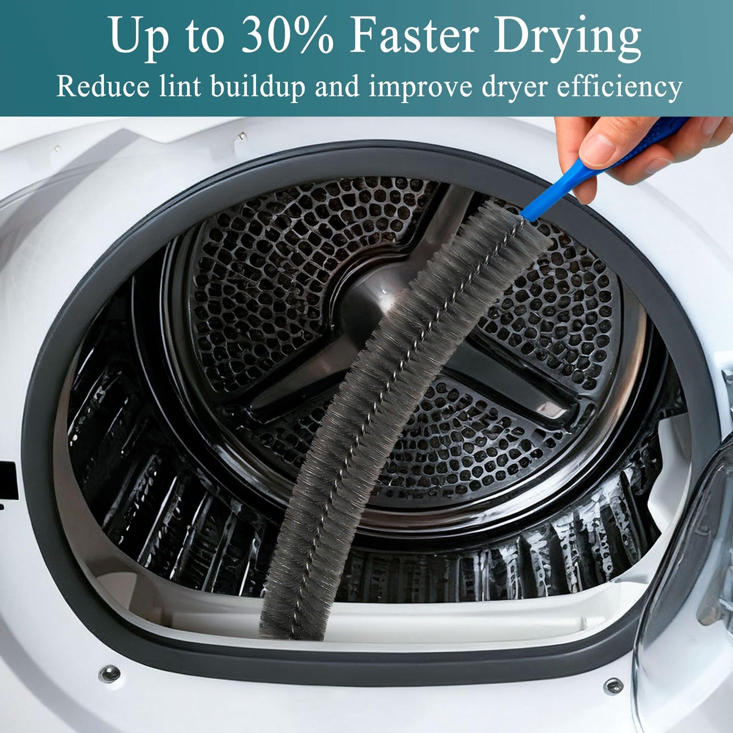 Yicyio Dryer Vent Cleaner Kit, Long Flexible Coil Dryer Lint Remover Brush with Vent & Lint Brush, Multi-Purpose Appliance AC Refrigerator Coil