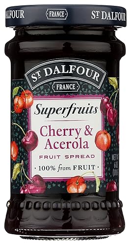 St. Dalfour Superfruits Cherry & Acerola Fruit Spread - 6 oz - 100% from Fruit, Gluten-Free, No Artificial Ingredients, Non-GMO, All Natural, Made in