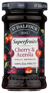 St. Dalfour Superfruits Cherry & Acerola Fruit Spread - 6 oz - 100% from Fruit, Gluten-Free, No Artificial Ingredients, Non-GMO, All Natural, Made in