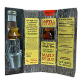 Vermont Maple Syrup Sampler Pack of Maple Trees, Four 8.5 oz Glass Bottle with Decorative Metal Sap Buckets, Pure, Small-Batch, Handcrafted on Small