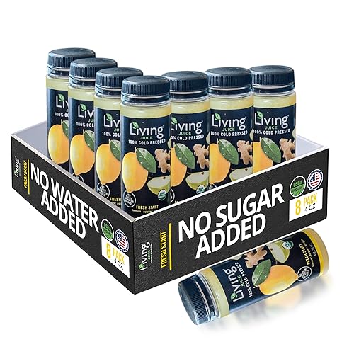 O2 Living Juice Cold Pressed Drink - Fresh Start Organic Juice Pack - No Added Sugars or Water, Naturally Sweetened from Fruits, Rich in Nutrients