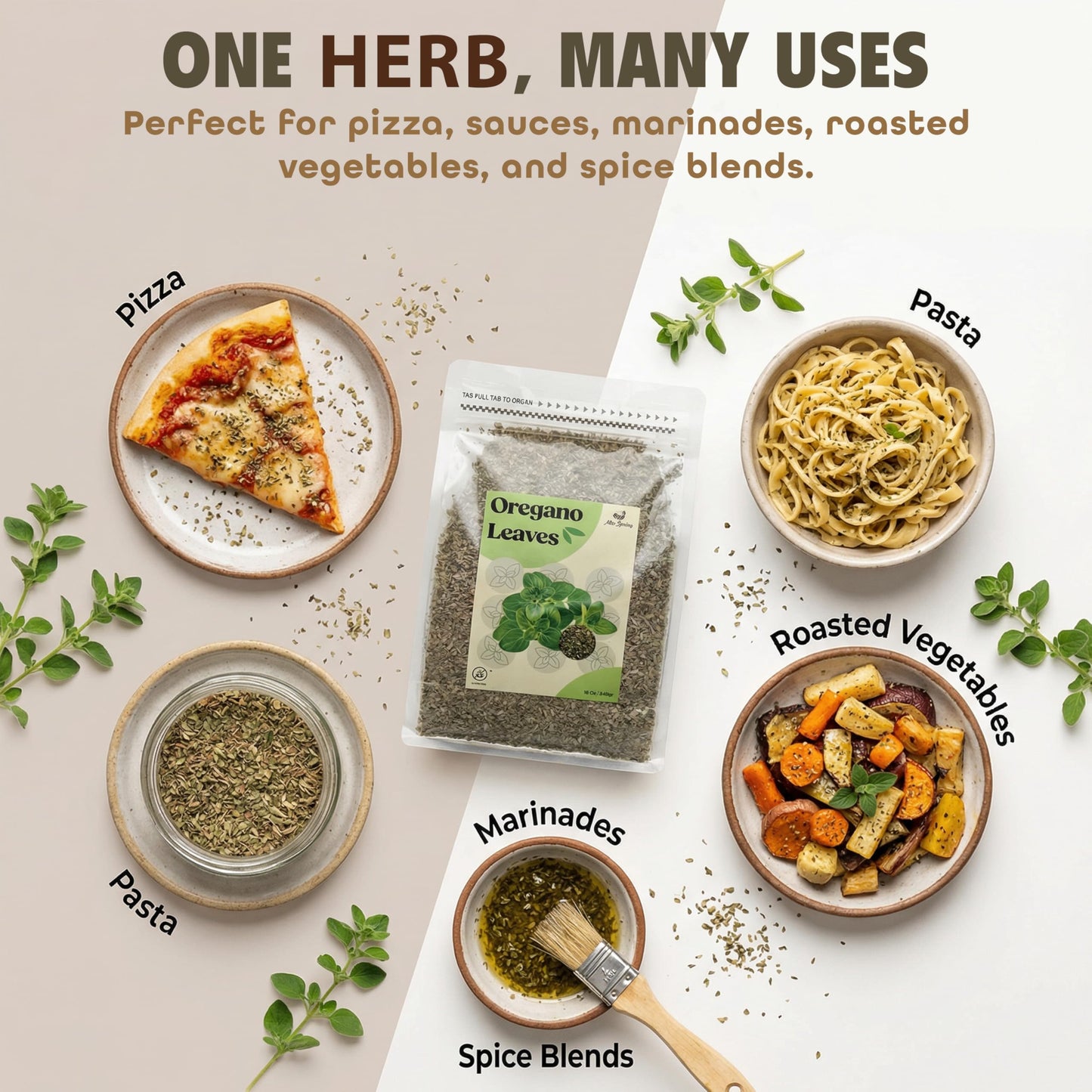 Miss Spring Dried Oregano Leaves - Non-GMO, No Additives - Finely Cut Oregano Dried Leaves Seasoning & Spice - Fresh Dry Herb Seasoning for Pasta