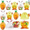 SYNCFUN 12pcs Easter Candy Filled Eggs Shell Carrot, Chick and Bunny Shaped, Includes Duck, Chick and Bunny Shaped Candies, Easter Basket Fillers