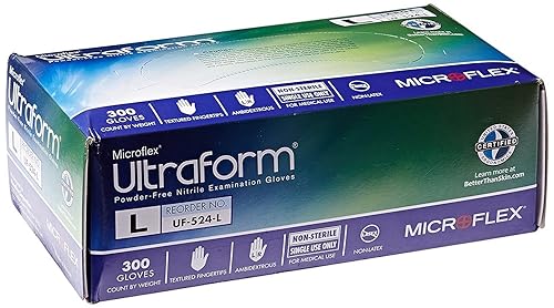Microflex Inc Uf-524-L Ultraform Pf Nitrile Gloves L 300/Bx