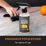 CLARK'S Stone & Quartz Cleaner Countertop with Microfiber Cloth, Citrus Scent - Granite Countertop Cleaner and Polish for Marble Cleaning - Clean