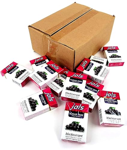 Jols Sugar Free Pastilles, Black Currant, 0.88-Ounce Boxes (Pack of 12)