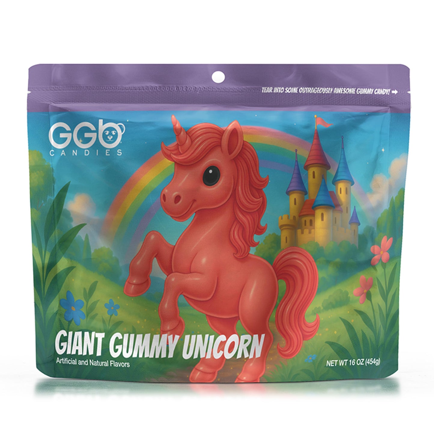 Giant Gummy Unicorn - Gallop into a Magical Candy Adventure with Delicious Flavors from GGB Candies, the Ultimate Candy Experience! (Cherry)