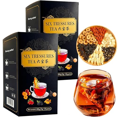Ginseng Five Treasures Tea, Natural Kidney Cleanse & Detox Tea for Adult, Traditional Chinese Herbal Tea Bags with 6 Precious Ingredients Formula (2