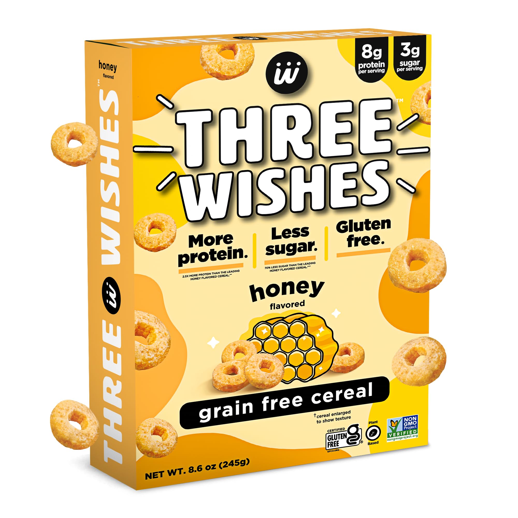 Protein and Gluten-Free Breakfast Cereal by Three Wishes (1-Pack) - High Protein and Low Sugar Snack - Vegan, Kosher, Grain-Free and Dairy-Free
