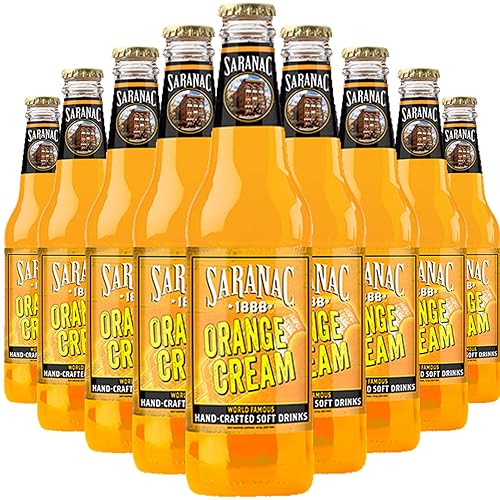 Saranac World Famous Hand-Crafted Orange Cream Soda Soft Drink, 12 oz Glass Bottles (24 Pack)