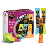 4C Energy Rush Stix, Variety 1 Pack, 40 Count, Single Serve Water Flavoring Packets, Sugar Free with Taurine, On the Go Bundle (20 Berry, 10 Orange