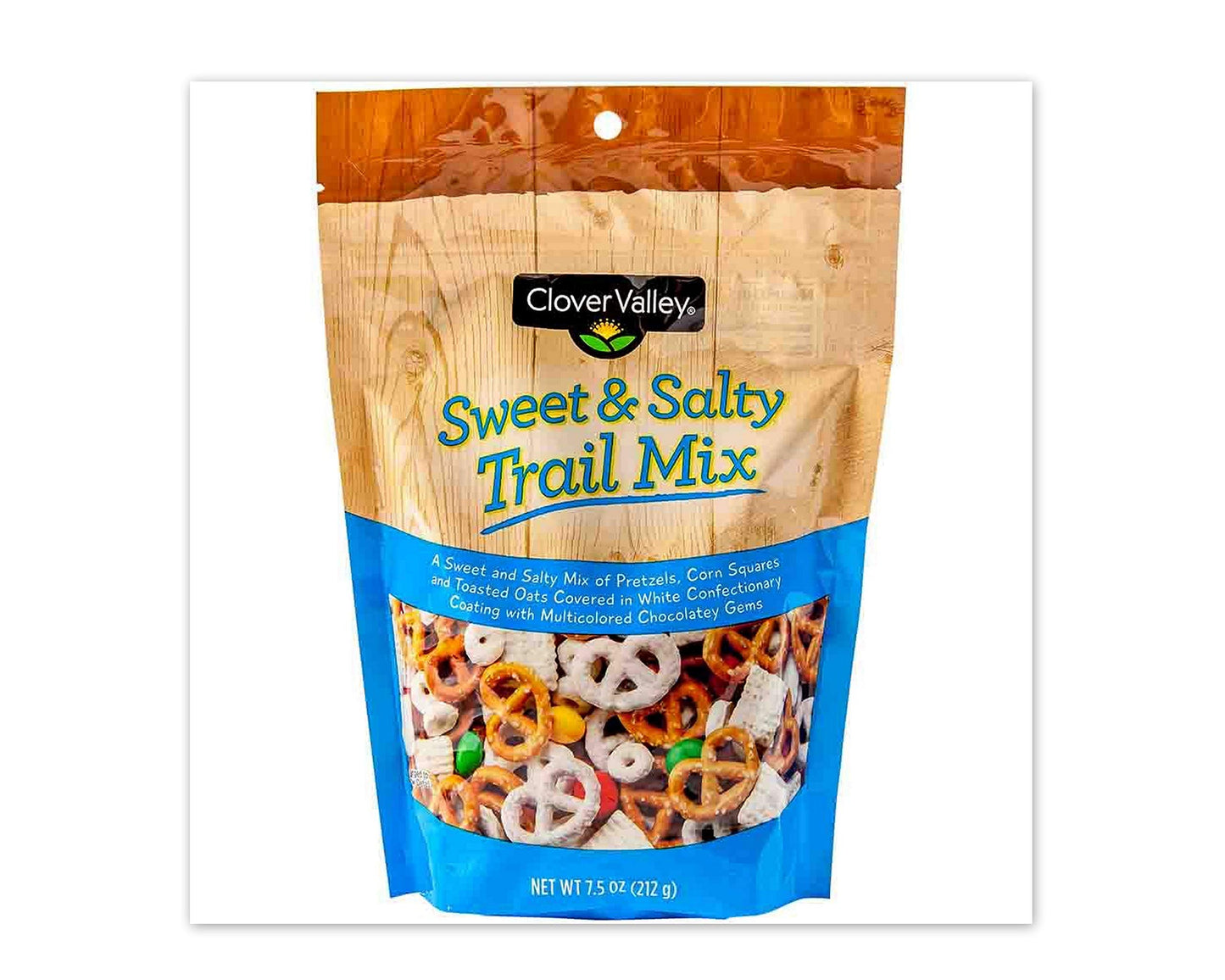 Clover Valley Sweet & Salty Snacking Trail Mix - Re-Sealable Bag 7.5 oz - comes with Sweet Yogurt Covered & Salty Pretzels, Zesty Corn Pieces, White