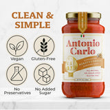 NEW! Antonio Carlo Authentic Italian (3 Generations) Handmade Gourmet Marinara Sauce - FRESH, No Preservatives, Vegan Marinara Spaghetti & Pasta Sauce