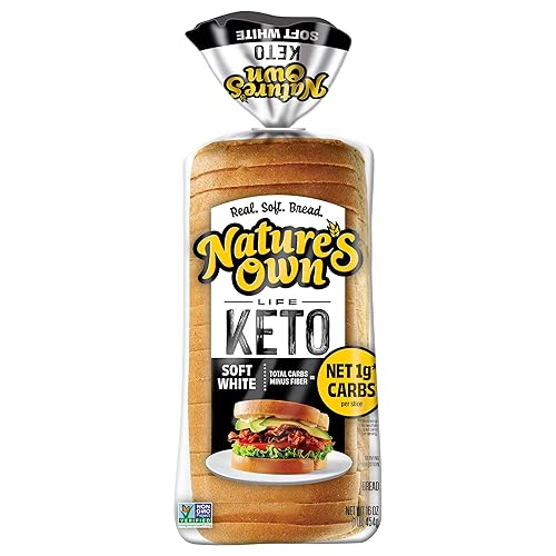 Nature's Own Life Keto Soft White Bread, Net 1 Carb Sliced White Non-GMO Keto Bread, 16 oz Loaf