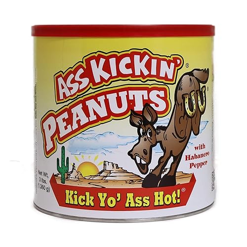 ASS KICKIN’ Habanero Pepper Spicy Hot Peanuts - 3 LB - Perfect Premium Hot and Spicy Peanuts - Ultimate Spicy Snack Gourmet Gift Hottest Peanuts - Try