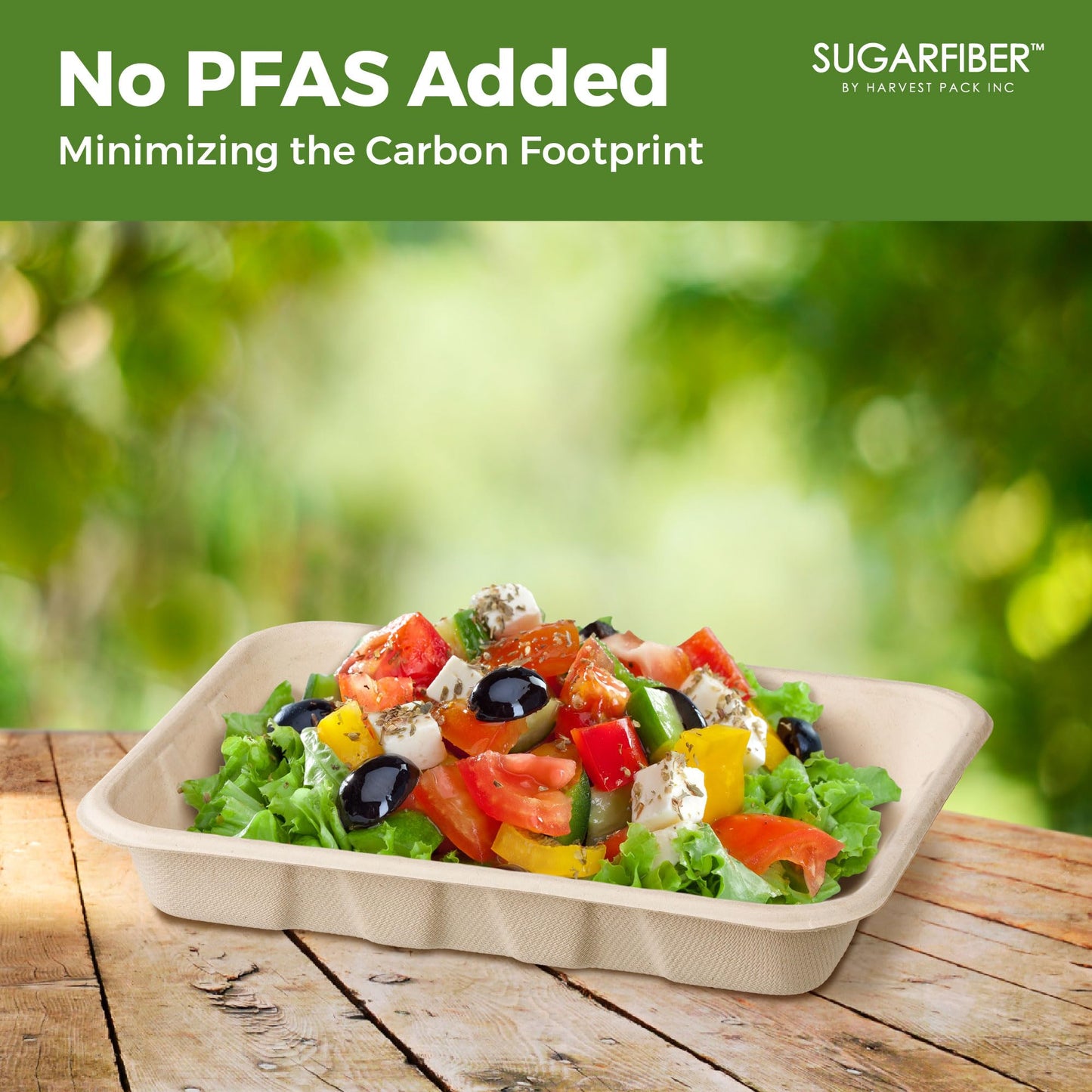 [100 COUNT]Harvest Pack 22 oz Compostable Food Trays, 8.49" x 6.45" x 1.3" Disposable PFAS FREE Food Container, Bagasse Serving Paper Plates