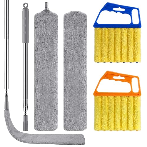 Retractable Gap Dust Cleaner Under Appliance Cleaning Tool,Window Blind Cleaner Duster Tool,4pcs Cleaning Tools Set for Under Appliances Furniture