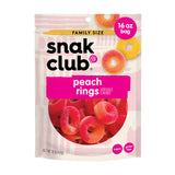 Snak Club Peach Rings Gummy Candy, Fruit Flavored Candy Gummies, Soft and Chewy, Gluten-Free and Vegan Snacks, 16 oz Resealable Bag
