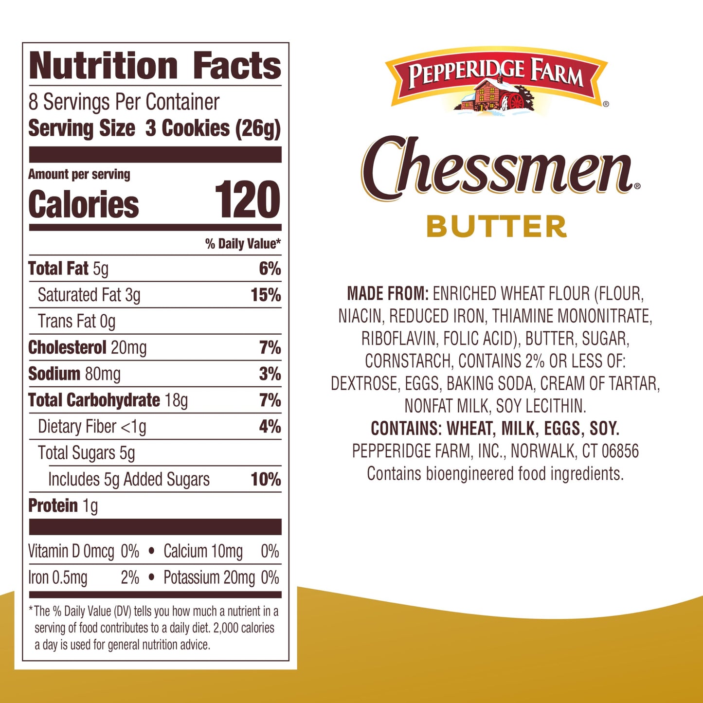 Pepperidge Farm Chessmen Butter Cookies, 7.25 oz. Bag (Packaging may vary)