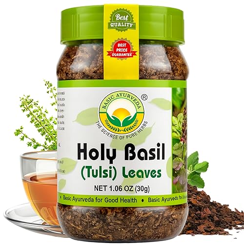 Basic Ayurveda Holy Basil (Tulsi) Leaves | 1.06 Oz (30g) | Pure Dried Tulsi Leaves | Natural Ayurvedic Herb for Herbal Tea, Detox & Daily Wellness |