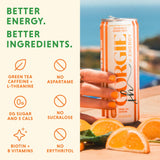 GORGIE Orange Twist Sugar Free Energy Drink, Green Tea, 12 Pack