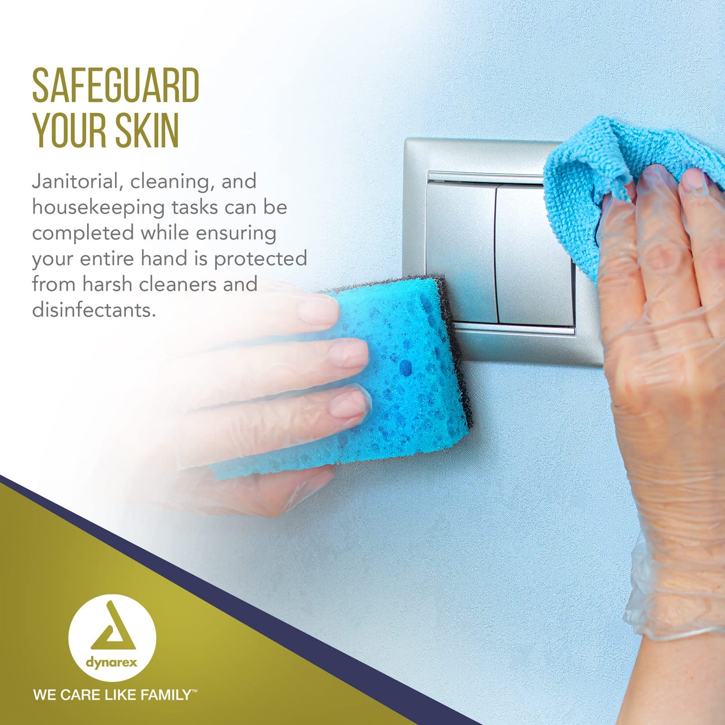 Dynarex Safe-Touch Vinyl Disposable Exam Gloves, Powder-Free, Food Safety and Compliance, Ambidextrous, Clear, X-Large, 1 Case, 10 Boxes of 100 Gloves